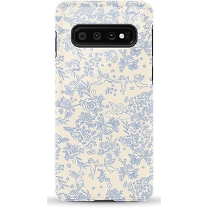 image:imageCasely Galaxy S10 Case  Queen of Diamonds  Pink Watercolor  Essential Slim DualLayer Protective DesignCupids Canvas  Periwinkle Floral