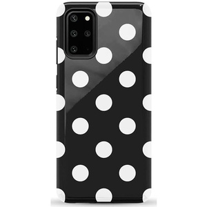 image:imageCasely Galaxy S20 Plus Case  Lovebug  Blue Hearts  Essential Slim DualLayer Protective DesignHigh Contrast  Black Polka Dot