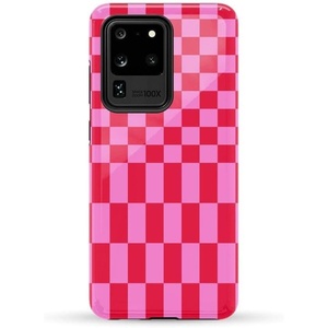 image:imageCasely Galaxy S20 Ultra Case  XOXO  Candy Hearts  Essential Slim DualLayer Protective DesignVibe Check  Pink Checkerboard