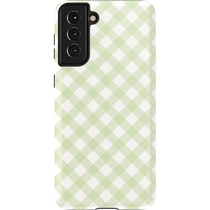 image:imageCasely Galaxy S21 Case  Nantucket Cottage  Blue Hydrangea  Essential Slim DualLayer Protective DesignMint Lattice  Sunday Best