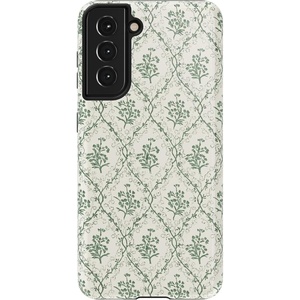 image:imageCasely Galaxy S21 Case  Nantucket Cottage  Blue Hydrangea  Essential Slim DualLayer Protective DesignSage Tapestry  Floral Vines