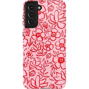 image:imageCasely Galaxy S21 Plus Case  Ride The Wave  Pastel Rainbow Lined  Essential Slim DualLayer Protective DesignBlush Garden  Floral Doodle