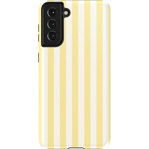 image:imageCasely Galaxy S21 Plus Case  Ride The Wave  Pastel Rainbow Lined  Essential Slim DualLayer Protective DesignButter Yellow Stripes  Sunday Best