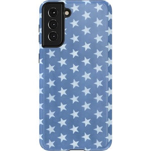 image:imageCasely Galaxy S21 Plus Case  Ride The Wave  Pastel Rainbow Lined  Essential Slim DualLayer Protective DesignCoastal Blues  Denim Stars