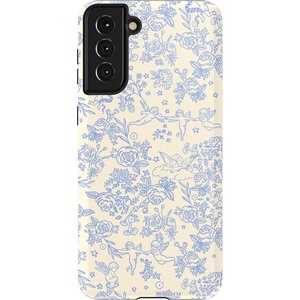 image:imageCasely Galaxy S21 Plus Case  Ride The Wave  Pastel Rainbow Lined  Essential Slim DualLayer Protective DesignCupids Canvas  Periwinkle Floral