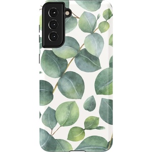 image:imageCasely Galaxy S21 Plus Case  Ride The Wave  Pastel Rainbow Lined  Essential Slim DualLayer Protective DesignLeaf Me Alone  Green Floral Print