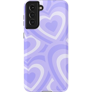 image:imageCasely Galaxy S21 Plus Case  Ride The Wave  Pastel Rainbow Lined  Essential Slim DualLayer Protective DesignLove Song  Lavender Heart