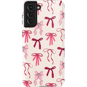 image:imageCasely Galaxy S21 Plus Case  Ride The Wave  Pastel Rainbow Lined  Essential Slim DualLayer Protective DesignLover Girlie  Pink Bows