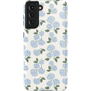 image:imageCasely Galaxy S21 Plus Case  Ride The Wave  Pastel Rainbow Lined  Essential Slim DualLayer Protective DesignNantucket Cottage  Blue Hydrangea