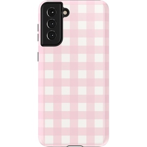 image:imageCasely Galaxy S21 Plus Case  Ride The Wave  Pastel Rainbow Lined  Essential Slim DualLayer Protective DesignPink Plaid  Sunday Best