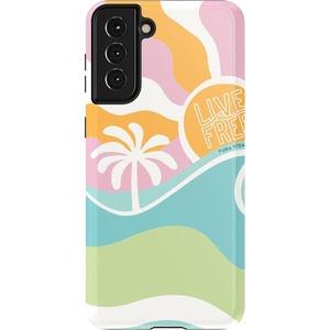 image:imageCasely Galaxy S21 Plus Case  Ride The Wave  Pastel Rainbow Lined  Essential Slim DualLayer Protective DesignPura Vida  Tropical Dreams