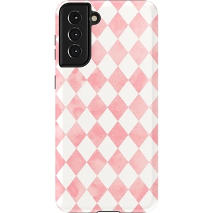 image:imageCasely Galaxy S21 Plus Case  Ride The Wave  Pastel Rainbow Lined  Essential Slim DualLayer Protective DesignQueen of Diamonds  Pink Watercolor