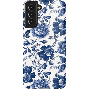 image:imageCasely Galaxy S21 Plus Case  Ride The Wave  Pastel Rainbow Lined  Essential Slim DualLayer Protective DesignRose to Fame  Blue  White Rose Floral
