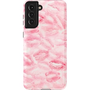 image:imageCasely Galaxy S21 Plus Case  Ride The Wave  Pastel Rainbow Lined  Essential Slim DualLayer Protective DesignSealed with a Kiss  Pink Lipstick