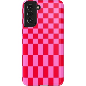 image:imageCasely Galaxy S21 Plus Case  Ride The Wave  Pastel Rainbow Lined  Essential Slim DualLayer Protective DesignVibe Check  Pink Checkerboard