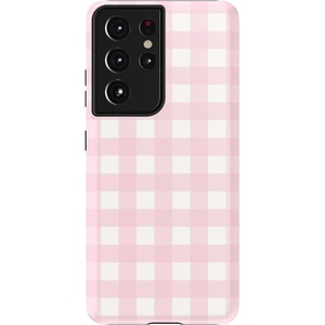 image:imageCasely Galaxy S21 Ultra Case  Opposites Attract  Day amp Night Mountains  Essential Slim DualLayer Protective DesignPink Plaid  Sunday Best