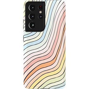 image:imageCasely Galaxy S21 Ultra Case  Opposites Attract  Day amp Night Mountains  Essential Slim DualLayer Protective DesignRide The Wave  Pastel Rainbow Lined