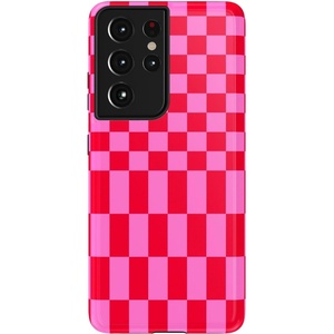 image:imageCasely Galaxy S21 Ultra Case  Opposites Attract  Day amp Night Mountains  Essential Slim DualLayer Protective DesignVibe Check  Pink Checkerboard