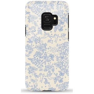 image:imageCasely Galaxy S9 Case  Leaf Me Alone  Green Floral Print  Essential Slim DualLayer Protective DesignCupids Canvas  Periwinkle Floral