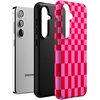 image:imageCasely Galaxy S24 Case  Pura Vida  Coastal Checkers  Essential Slim DualLayer Protective DesignVibe Check  Pink Checkerboard