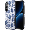 image:imageCasely Galaxy S25 Case  Pura Vida  Coastal Checkers  Bold Protective Design  Compatible with MagSafeRose to Fame  Blue  White Rose Floral