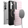 image:imageCasely Galaxy S25 Plus Case  Chateau Pups  French Dog  Bold Protective Design  Compatible with MagSafePink Plaid  Sunday Best