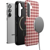 image:imageCasely Galaxy S25 Plus Case  Chateau Pups  French Dog  Bold Protective Design  Compatible with MagSafeSweet Jam  Red Gingham