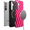 image:imageCasely Galaxy S25 Plus Case  Chateau Pups  French Dog  Bold Protective Design  Compatible with MagSafeVibe Check  Pink Checkerboard
