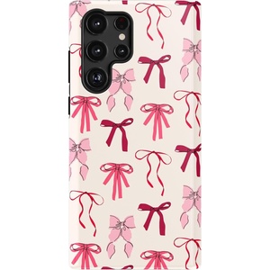 image:imageCasely Galaxy S22 Ultra Case  Cupids Canvas  Periwinkle Floral  Essential Slim DualLayer Protective DesignLover Girlie  Pink Bows