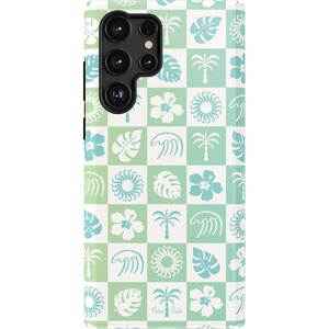 image:imageCasely Galaxy S22 Ultra Case  Cupids Canvas  Periwinkle Floral  Essential Slim DualLayer Protective DesignPura Vida  Coastal Checkers