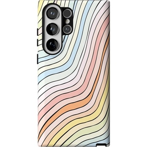image:imageCasely Galaxy S23 Ultra Case  Fit Check  Neutral Checkerboard  Essential Slim DualLayer Protective DesignRide The Wave  Pastel Rainbow Lined