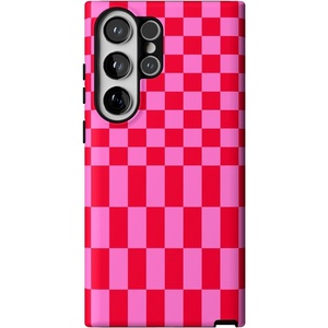 image:imageCasely Galaxy S23 Ultra Case  Fit Check  Neutral Checkerboard  Essential Slim DualLayer Protective DesignVibe Check  Pink Checkerboard