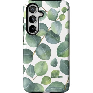 image:imageCasely Galaxy S24 Case  Pura Vida  Coastal Checkers  Essential Slim DualLayer Protective DesignLeaf Me Alone  Green Floral Print