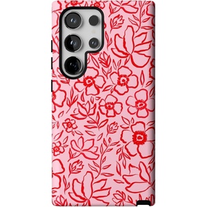 image:imageCasely Galaxy S24 Ultra Case  Ride The Wave  Pastel Rainbow Lined  Essential Slim DualLayer Protective DesignBlush Garden  Floral Doodle