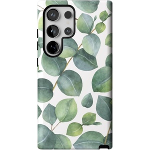 image:imageCasely Galaxy S24 Ultra Case  Ride The Wave  Pastel Rainbow Lined  Essential Slim DualLayer Protective DesignLeaf Me Alone  Green Floral Print