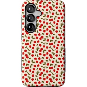 image:imageCasely Galaxy S25 Case  Pura Vida  Coastal Checkers  Bold Protective Design  Compatible with MagSafeCherry on Top  Red Cherries