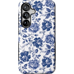 image:imageCasely Galaxy S25 Case  Pura Vida  Coastal Checkers  Bold Protective Design  Compatible with MagSafeRose to Fame  Blue  White Rose Floral