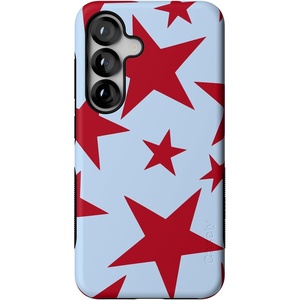 image:imageCasely Galaxy S25 Case  Pura Vida  Coastal Checkers  Bold Protective Design  Compatible with MagSafeStars Align  Blue  Red Stars