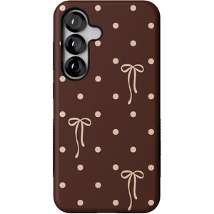 image:imageCasely Galaxy S25 Case  Pura Vida  Coastal Checkers  Bold Protective Design  Compatible with MagSafeTeddy Bows  Brown Polka Dot