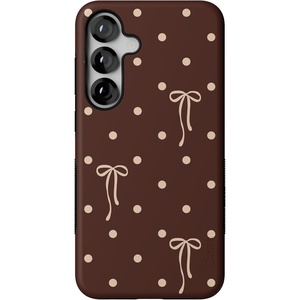 image:imageCasely Galaxy S25 Plus Case  Chateau Pups  French Dog  Bold Protective Design  Compatible with MagSafeTeddy Bows  Brown Polka Dot