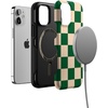 image:imageCasely iPhone 12 Mini Case  Sneaky Monkeys  Frida Kahlo Jungle Floral  Bold Protective Design  Compatible with MagSafeFit Check  Green Checkerboard