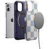 image:imageCasely iPhone 12 Mini Case  Sneaky Monkeys  Frida Kahlo Jungle Floral  Bold Protective Design  Compatible with MagSafeFit Check  Light Blue Checkerboard