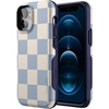 image:imageCasely iPhone 12 Mini Case  Sneaky Monkeys  Frida Kahlo Jungle Floral  Bold Protective Design  Compatible with MagSafeFit Check  Light Blue Checkerboard