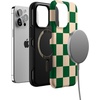image:imageCasely iPhone 13 Pro Case  Find Your Muse  Frida Kahlo Portrait  Bold Protective Design  Compatible with MagSafeFit Check  Green Checkerboard