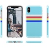 image:imageCasely iPhone XXS Case  Other Side  Holographic Metallic Stained Glass Marble  Classic Ultra Slim DesignTeal Rainbow Stripes Color Block