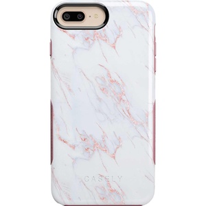 image:imageCasely iPhone 678 Plus Case  On Cloud Nine  Glitch Smiley Face  Bold Protective DesignSubtle Blush  White and Pink Marble