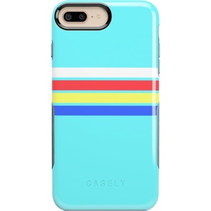 image:imageCasely iPhone 678 Plus Case  On Cloud Nine  Glitch Smiley Face  Bold Protective DesignTeal Rainbow Stripes Color Block