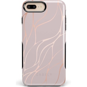 image:imageCasely iPhone 678 Plus Case  Out and About  Light Pink Floral  Bold Protective DesignPink and Gold Metallic Waves