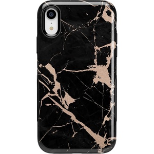 image:imageCasely iPhone XR Case  Peace Out  Groovy Peace Sign  Bold Protective DesignHidden Gem  Rose Gold and Black Marble