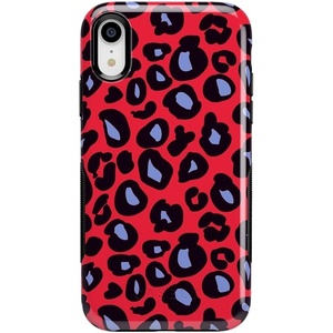 image:imageCasely iPhone XR Case  Peace Out  Groovy Peace Sign  Bold Protective DesignInto the Wild  Red  Blue Leopard